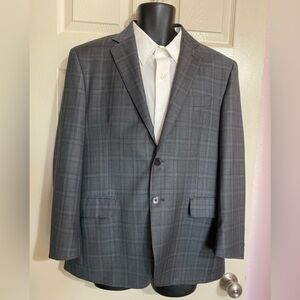 Zegna Biaggi Luxury Gray Plaid Traveler Sport Coat 38R